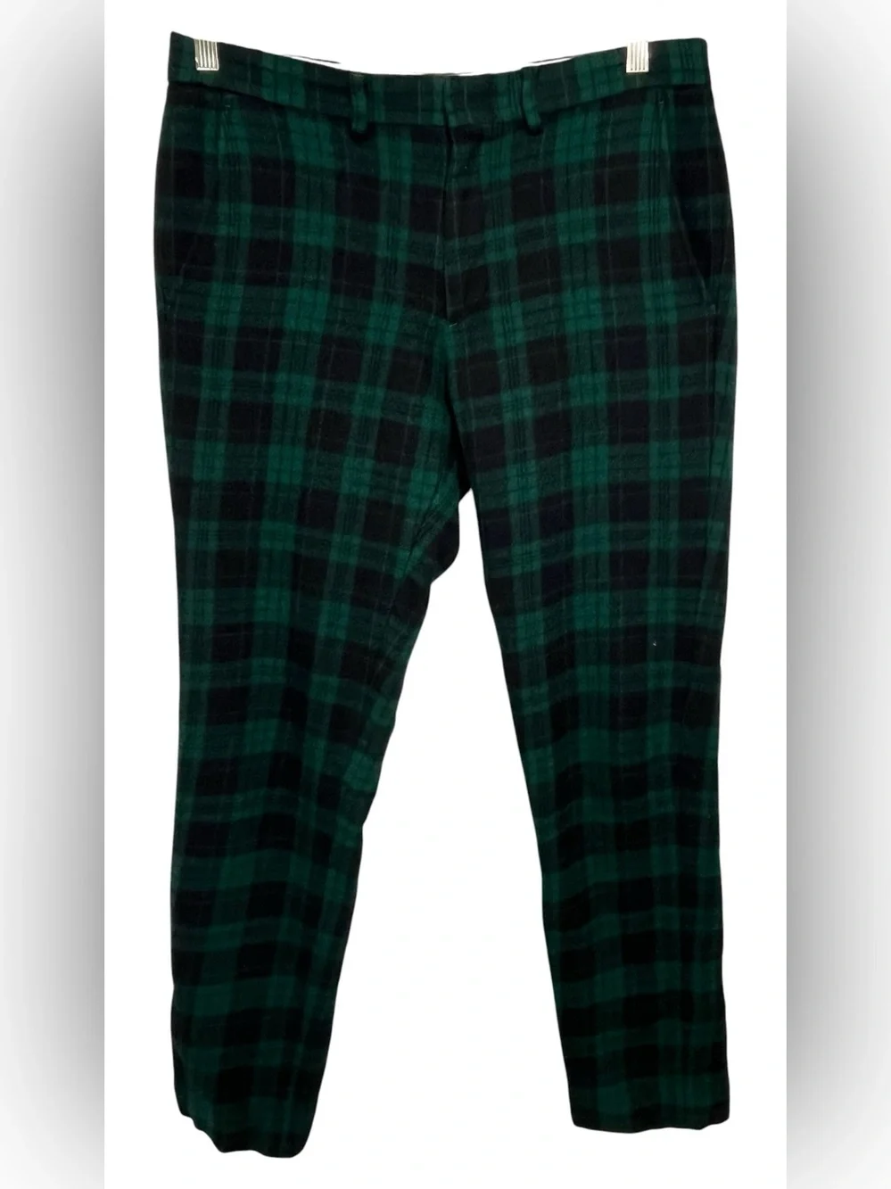Men's Green Plaid Dress Pants - Classic Tailored Fit